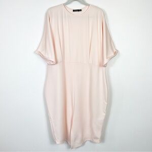 BooHoo Short Dolman Sleeve Light Pink Dress Size 24